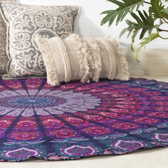 Hippie Boho/Indie Symmetrical Pattern Colorful Table Cover/Yoga/Floor/Patio Mat - Picture 8 of 8